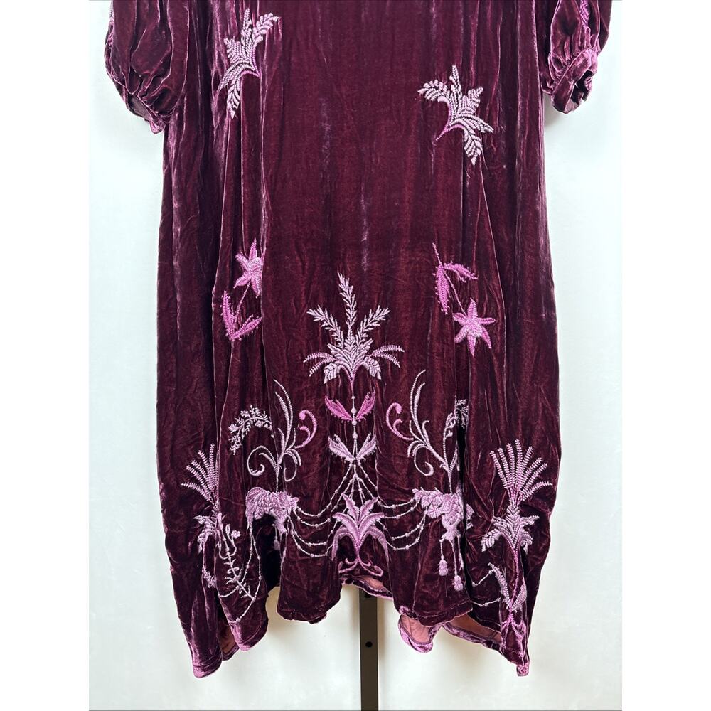 NEW Johnny Was Palmira Velvet Midi Dress Womens Petite Small (6-8) Purple Boho - Picture 3 of 9